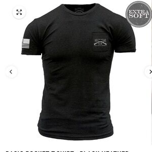 Basic Pocket T-Shirt- Black Heather Grunt Style